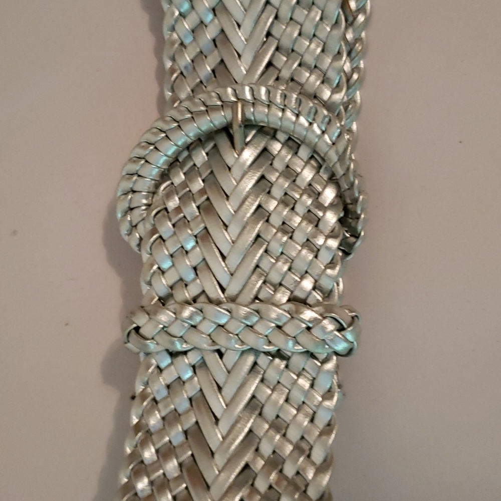 44in braided/woven silver belt. Excellent condition. - Picture 2 of 4